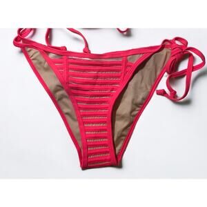 Watermelon Red Nude String Tie Bikini Bottoms MEDIUM A-C Cup